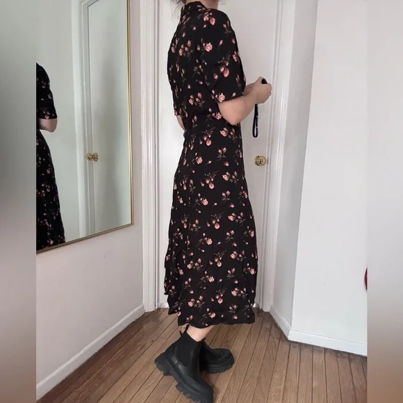 Reformation Black Floral Midi Dress - Picture 4 of 9